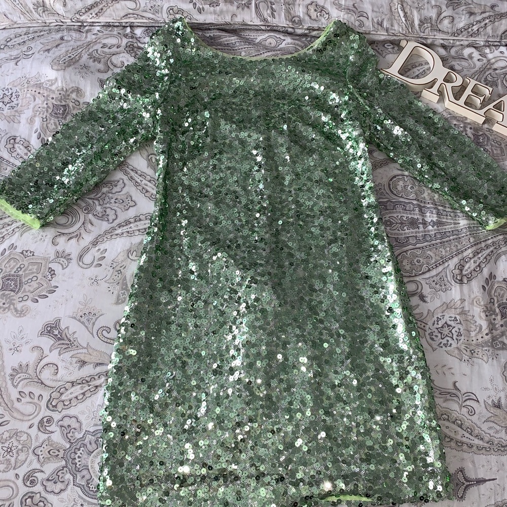 Lime Green Fully Sequined Mini Party Dress